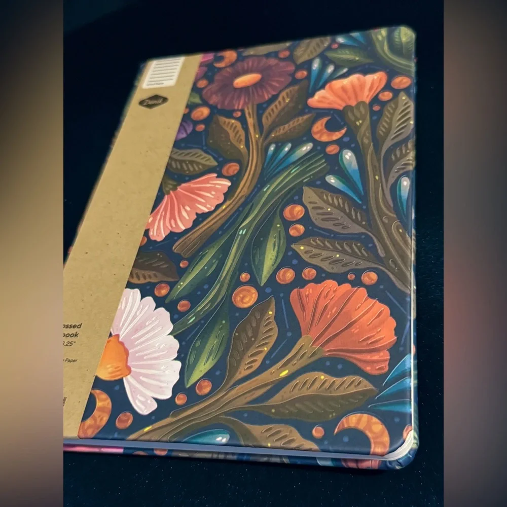 Denik Nightsky Floral Debossed Journal Notebook - faux leather luxury soft touch